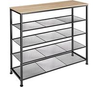 tectake® Scarpiera 100x30,5x93 cm, Scarpiera Salvaspazio slim, 4 Ripiani Rete, Scaffale Scarpe Uomo, Scarpe Donna, Stivali, Ideale Ingresso, Corridoio, Soggiorno, Stile Industriale - Legno Chiaro