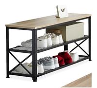 tectake® Scarpiera 101 x 30,5 x 45,5 cm, Scarpiera Ingresso, 2 Ripiani Rete, Scaffale Scarpe Uomo, Scarpe Donna, Mobile Organizer Ingresso Corridoio Soggiorno, Stile Industriale - Legno Chiaro