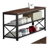 tectake® Scarpiera 101 x 30,5 x 45,5 cm, Scarpiera Ingresso, 2 Ripiani Rete, Scaffale Scarpe Uomo, Scarpe Donna, Mobile Organizer Ingresso Corridoio Soggiorno, Stile Industriale - Legno Scuro