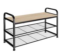 TecTake 800951 Scarpiera Southampton, Ripiano marezzato, Due ripiani in reticolato (industrial chiaro)