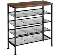 TecTake Scarpiera Bournemouth, Pannello MDF marezzato, Quattro ripiani in reticolato montabili in piano o di sbieco (industriale scuro)