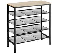 TecTake Scarpiera Bournemouth, Pannello MDF marezzato, Quattro ripiani in reticolato montabili in piano o di sbieco (industriale chiaro)