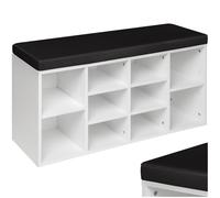 tectake - Scarpiera con morbido cuscino e 10 scomparti portaoggetti, scarpiera dal design stabile e minimalista, ideale per corridoio, camera da letto e soggiorno, colore: bianco/nero