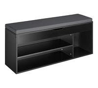 TecTake 800859 Scarpiera con Molto Spazio, Panchina Universale, 3 Scomparti Aperti e Estraibile, Morbido Cuscino per la Seduta Imbottito, Stabile e Sicura (Nero)