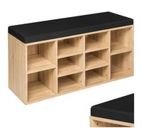 Tectake Scarpiera in legno con cuscino rimovibile, scarpiera regolabile, mobile ingresso ingresso, organizer scarpe, panca in legno per riporre scarpe - nero/rovere chiaro