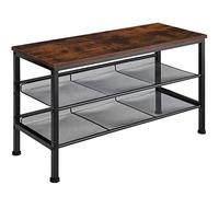 tectake® scarpiera salvaspazio, design industriale, in acciaio, due ripiani, scarpiera ingresso, mobiletto porta scarpe, scaffale salvaspazio - Legno industriale scuro - 75,5 x 30,5 x 45,5 cm