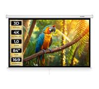 tectake® Schermo Proiettore 16:9 4K HD, 186 x 105 cm (84"), Telo Proiettore Regolabile, Bordo Nero Per Parete, Schermo Portatile Cinema Home Theatre, telo per proiettore avvolgibile per casa, scuola