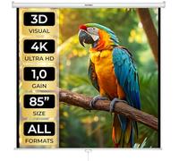 TecTake® Schermo per Proiezione, Home Cinema, Telo per Videoproiettore, Schermo Proiettore Treppiede, HDTV, Doppio Strato, 360 g/m², Angolo Visione 125°, Contrasto Elevato - 178x178cm, 99"