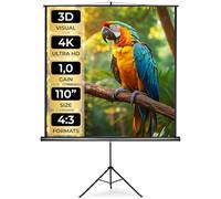 tectake® Schermo Proiettore 203x203 cm con Treppiede per Proiettore, Diagonale 110", Avvolgibile, Gain Factor1.0, Formati 1:1, 4:3, 16:9, Telo Proiettore Cinema a Casa, Ufficio, Ottimizzato HDTV e 3D