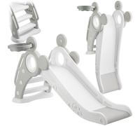 tectake® Scivolo per Bambini Joy, con Canestro da Basket, Pieghevole, Gradini Antiscivolo, Corrimano di Sicurezza, Materiale Resistente, per Interni ed Esterni - Grigio