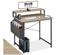 TecTake® Scrivania ufficio con ripiano per monitor, per pc gaming, mobili soggiorno, telaio acciaio verniciato, piedi regolabili, scrivania gaming - Industrial Chiaro/Rovere Sonoma - 80 x 55 x 90 cm