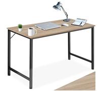 tectake Scrivania stretta per computer 80/100/120/140cm, piccolo tavolo da ufficio design industriale, per casa ufficio, legno, struttura metallo nero (legno Industriale chiaro, rovere Sonoma, 140 cm)