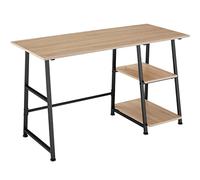 Scrivania tavolo computer ufficio scaffale 2 ripiani metallo legno industriale