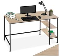 tectake® Scrivania, Scrivania Salvaspazio, Tavolo Studio, Mobile con Ripiano MDF Melaminico, Regolabile, Design Industriale, Arredo casa 140 x 60 x 76,5 cm - Legno Industriale Chiaro, Rovere Sonoma