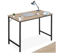 tectake® Scrivania ufficio Moderna 100x50x75,5 cm, Regolabile In Altezza, Design Industriale, Scrivania In Legno, Struttura In Acciaio, Tavolo da Studio - Legno Industriale Chiaro, Rovere Sonoma