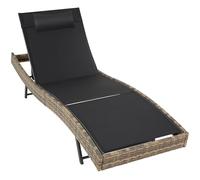 TecTake® Sdraio in Rattan, Sdraio da Esterno Regolabile in 6 Posizioni, Traspirante, Telaio in Acciaio, Antiscivolo e Antigraffio, Cuscino Poggiatesta Incluso - Naturale