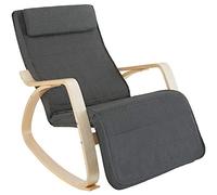 TecTake® Sedia A Dondolo, Poltrona Relax Ergonomica, Poggiapiedi, Poltrona a Dondolo, Imbottita, Rivestimento Lavabile, Struttura In Legno, Salotto, Camera Da Letto, Ufficio, Studio - Grigio Scuro