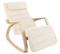 TecTake® Sedia A Dondolo, Poltrona Relax Ergonomica, Poggiapiedi, Poltrona a Dondolo, Imbottita, Rivestimento Lavabile, Struttura In Legno, Per Salotto, Camera Da Letto, Ufficio, Studio - Beige
