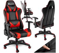 tectake® Sedia da Gaming per Gamer, Poltrona da Ufficio Ergonomica, Sedia Gaming con Braccioli Imbottiti, Doppie Rotelle Resistenti, Struttura Robusta, Regolabile, Portata fino a 120 kg - Nero/Rosso