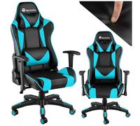 tectake® Sedia da Gaming per Gamer, Poltrona da Ufficio Ergonomica, Sedia Gaming con Braccioli Imbottiti, Doppie Rotelle Resistenti, Struttura Robusta, Regolabile, Portata fino a 120 kg - Nero/Azzurro