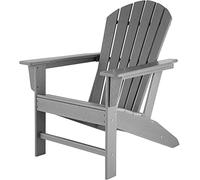 tectake® Sedia da Giardino Adirondack, Poltrona Ergonomica, Resistente alle Intemperie, Schienale Leggermente Concavo, Braccioli Molto Larghi, Terrazza, Balcone, Giardino, Esterno - Grigio