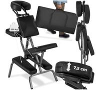 TecTake® Sedia da Massaggi Portatile, Poltrona Fisioterapia con Telaio in Metallo Stabile, Imbottitura Spessa, 80x50x105 cm, Peso 10,5 kg, Inclusa Borsa per Trasporto - Nero