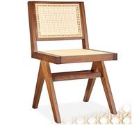 TecTake® Sedia da pranzo senza braccioli, Sedie Cucina design retro, Poltroncina schienale largo, rattan ad intreccio viennese, struttura in legno massiccio, vernice protettiva - Rovere Scuro