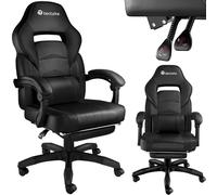 tectake® Sedia da Ufficio Comodo, Ergonomica, Girevole a 360°, Sedia Gaming con Cuscino Lombare, Poggiatesta, Sedia Scrivania Reclinabile, Altezza Regolabile - Nero/Nero