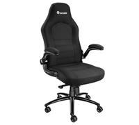 TecTake® Sedia da Ufficio Ergonomica con Braccioli Pieghevoli, Rivestimento in Morbido Tessuto, Funzione Basculante, Altezza Regolabile, Girevole a 360 Gradi, Rotelle Anti-Graffio - Nero