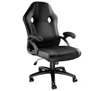 TecTake® Sedia da Ufficio Ergonomica, Poltrona Gaming con Altezza Regolabile, Struttura Robusta, Rotazione a 360 Gradi, Meccanismo Basculante, 5 Rotelle Doppie - Nero