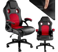TecTake® Sedia Ergonomica da Ufficio, Sedia Gaming con Ruote, Sedia Scrivania con Base Robusta, Poltrona con Imbottitura Spessa, Poltrona Gaming, Adattamento Ottimale - Nero/Rosso
