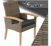 TecTake® Sedia in Rattan Rosarno, Poltrona Giardino, Estetica Naturale, Resistente agli Agenti Atmosferici, Poltroncina Esterno con Imbottitura Confortevole, per Esterno, Giardino, Balcone - Naturale