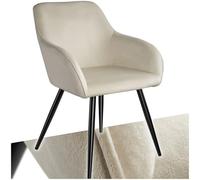 TecTake® Sedia Sala da Pranzo Effetto Velluto, Sedia Soggiorno con Morbida Imbottitura, Seduta Ergonomica, Poltrona Velluto Versatili, Sedia Design Moderno - Crema/Nero
