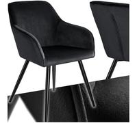 TecTake® Sedia Sala da Pranzo Effetto Velluto, Sedia Soggiorno con Morbida Imbottitura, Seduta Ergonomica, Poltrona Velluto Versatili, Sedie Design Moderno - Nero/Nero