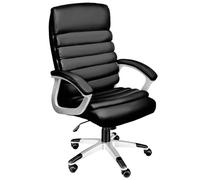 TecTake®, Sedia Ufficio Elegante e Confortevole, Design a Onde, Poltrona Doppia Imbottitura, Altezza Regolabile, Girevole 360°, Sedia Scrivania Ergonomica - Nero