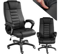 TecTake® Sedia Ufficio, Imbottitura 12 cm, Sedia scrivania con Poggiatesta e Braccioli, Base con Rotelle, Sedia ergonomica con altezza regolabile, Inclinazione Continua, Poltrona Ufficio - Nero