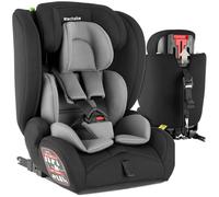 tectake® Seggiolino Auto Bambini i-Size, Omologato ECE R129, Cintura a 5 Punti, Seggiolino Auto ISOFIX e Top Tether, Poggiatesta Bimbi Regolabile a 8 Livelli - GrigioScuro/Nero