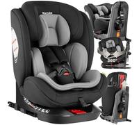 tectake® Seggiolino Auto i-Size con ISOFIX, Omologazione ECE R129, Protezione Impatti Laterali, fissaggio ISOFIX e Top Tetheri, Regolabile, Rivestimento Lavabile, Imbottitura - Grigio Chiaro/Nero