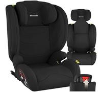 tectake® Seggiolino Auto i-Size con ISOFIX, Omologazione ECE R129, Protezione Impatti Laterali, Altezza Regolabile 100-150cm, Rivestimento Lavabile, Imbottitura Confortevole, Per Auto - Nero