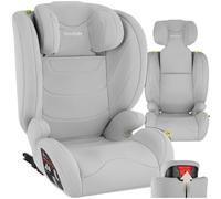 tectake® Seggiolino Auto i-Size con ISOFIX, Omologazione ECE R129, Protezione Impatti Laterali, Altezza Regolabile 100-150cm, Rivestimento Lavabile, Imbottitura Confortevole, Per Auto - Grigio Chiaro
