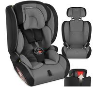 tectake® Seggiolino Auto i-Size con Protezione Impatti Laterali, Poggiatesta Regolabile, Seggiolone Auto Bambino da 15 Mesi a 12 Anni, Omologato ECE R129/03 - Grigio Scuro/Nero