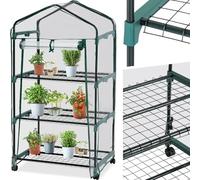 tectake® Serra da Giardino con Telaio in Acciaio, Serra da Esterno con 3 Piani di Appoggio, Griglia in Metallo, Pellicola in PVC, Comoda Porta di Accesso, Trasportabile, 69x49x133 cm