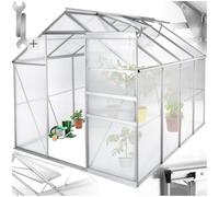 tectake® Serra da Giardino con Telaio in Alluminio Anodizzato, Serra per Orto con Lastre Alveolari Termoisolanti, Serra con Porta Scorrevole, Finestra a Tetto per Ventilazione - 250x185x195 cm