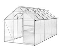 tectake® Serra da Giardino con Telaio in Alluminio Anodizzato, Serra per Orto con Lastre Alveolari Termoisolanti, Serra con Porta Scorrevole, Finestra a Tetto per Ventilazione - 375x185x195 cm