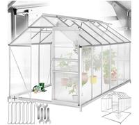tectake® Serra da Giardino con Telaio in Alluminio Anodizzato, Serra per Orto con Lastre Termoisolanti, Serra con Porta Scorrevole, Finestra a Tetto per Ventilazione, Base Stabile, 375x185x195 cm