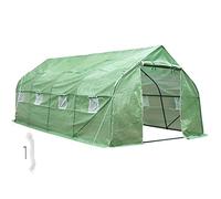 tectake® Serra da Giardino in Acciaio e PVC, 600x300x205cm, 18 m² di Superficie Utile, 8 Finestre Laterali con Zanzariera, Serra Ideale per Verdure, Erbe, Frutta, Fiori, Resistente al Freddo e al Gelo