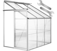 TecTake® Serra da Giardino, Telaio in Alluminio Anodizzato, Serra per Orto con Lastre in Policarbonato, Serra a Parete con Porta Scorrevole e Lucernaio per Ventilazione, 192x128x202 cm