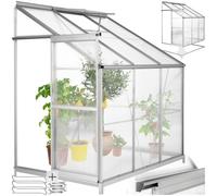 tectake® Serra da Giardino, Telaio in Alluminio Anodizzato, Serra per Orto con Lastre in Policarbonato, Serra a Parete con Base Stabile, Resistente agli Agenti Atmosferici, 192x128x202 cm