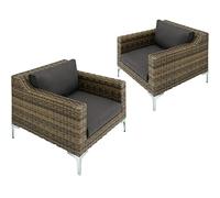 TecTake® Set 2 Poltrone da Giardino, Salotto da Esterno in Rattan, Arredo per Terrazzo, Mobili da Esterno, Sedie da Giardino Comode, Salottino Elegante per Esterni