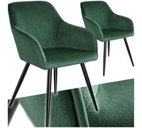 TecTake® Set 2 Sedie Sala da Pranzo Effetto Velluto, Sedie Soggiorno con Morbida Imbottitura, Seduta Ergonomica, Poltrone Velluto Versatili, Sedie Design Moderno - Verde Scuro/Nero